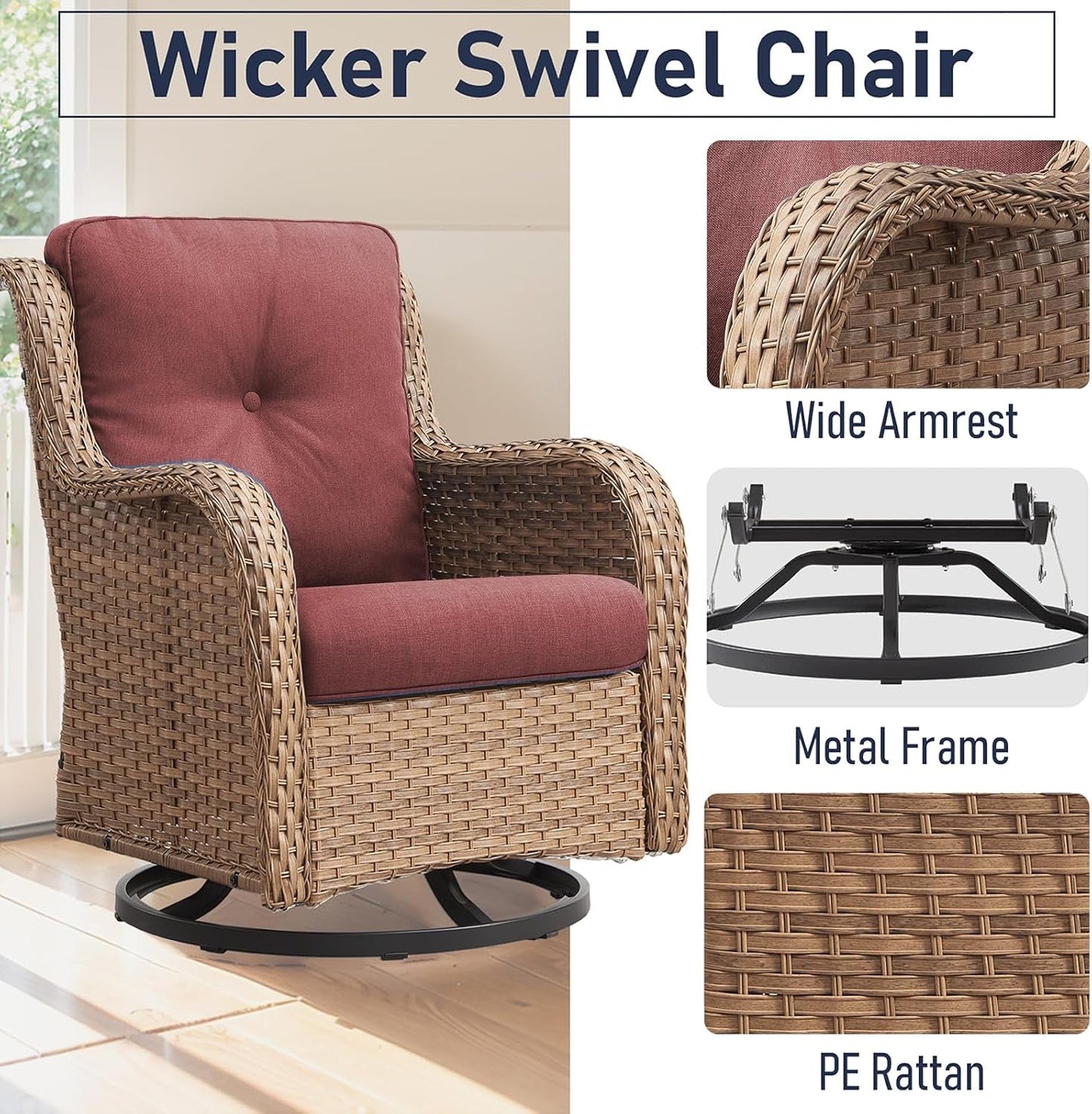 11 Piece Outdoor Furniture Set with Swivel Rocker Chairs