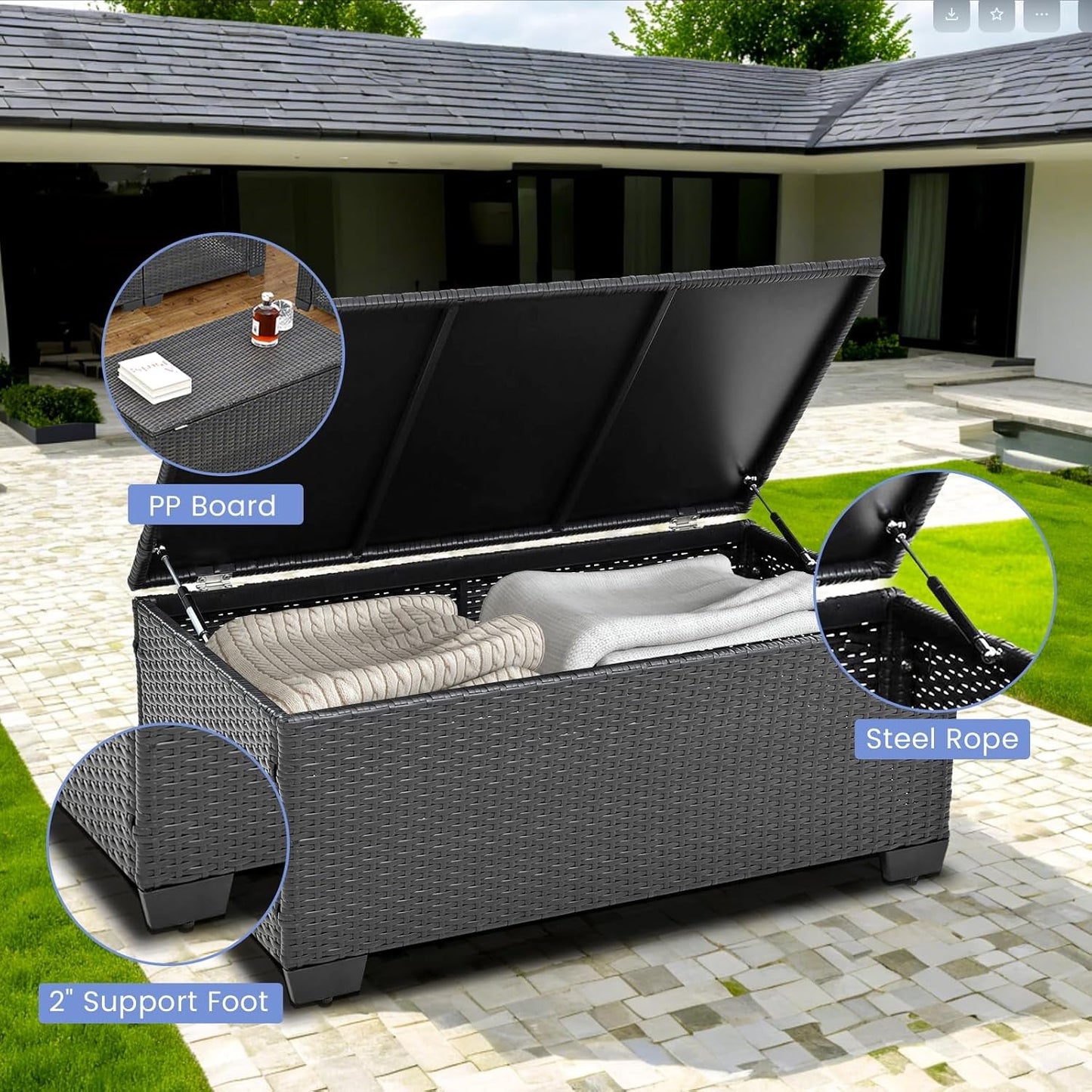 Outdoor Patio Furniture Set with Cushions and Storage