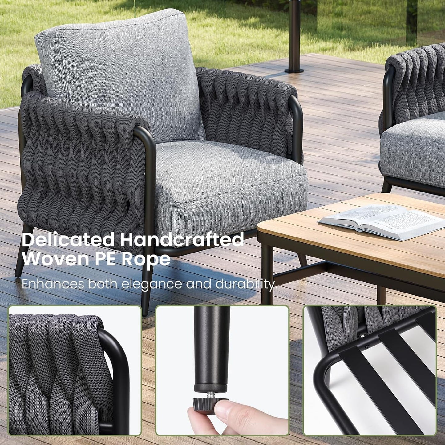 Stylish Outdoor Patio Furniture Set with Waterproof Cushions