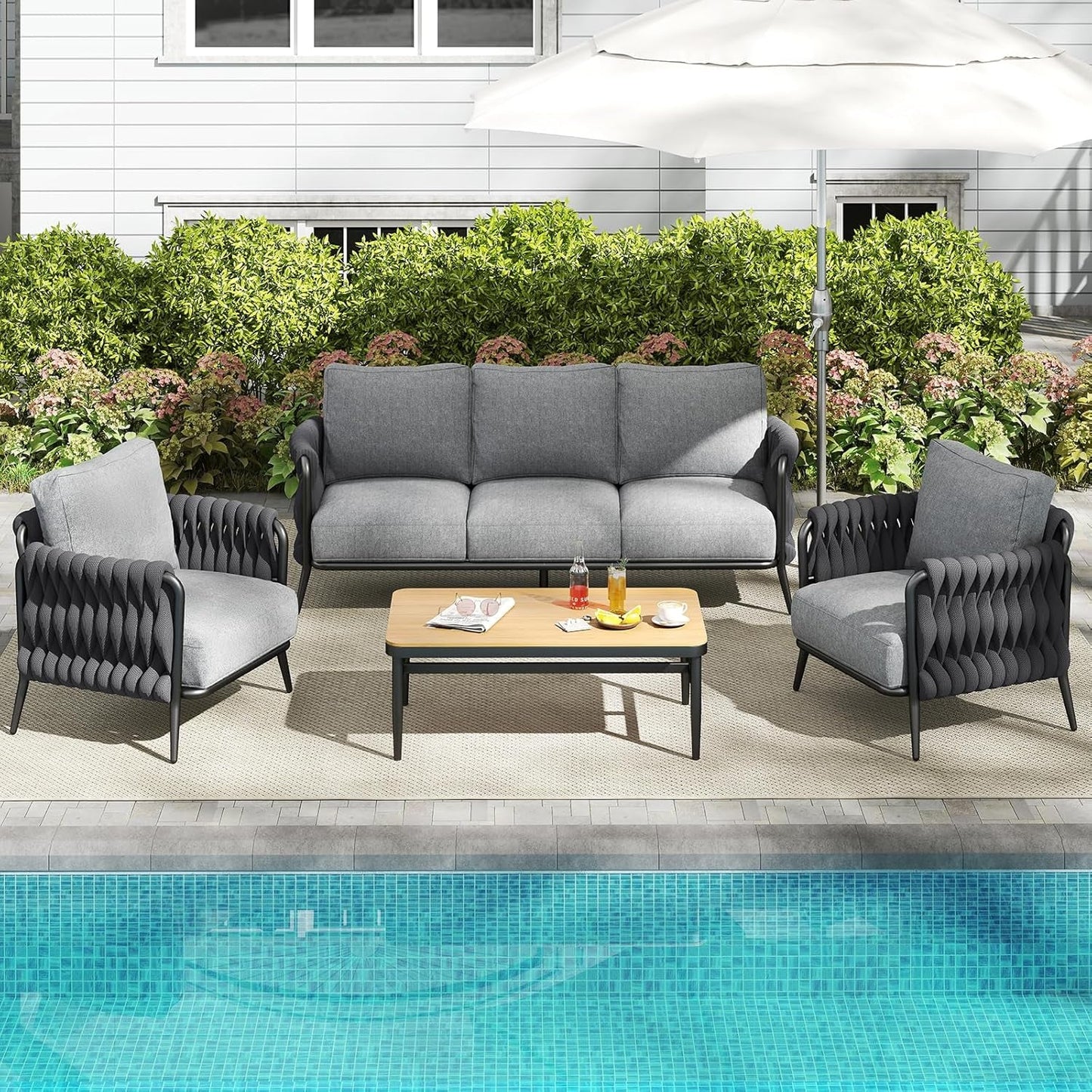 Stylish Outdoor Patio Furniture Set with Waterproof Cushions