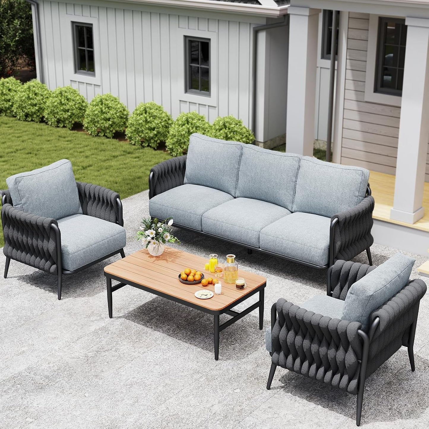 Stylish Outdoor Patio Furniture Set with Waterproof Cushions