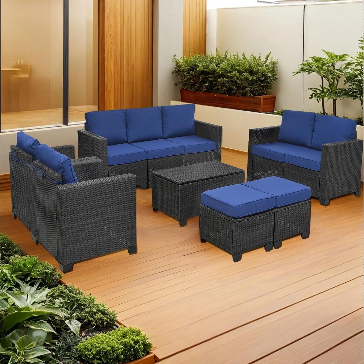 Outdoor Patio Furniture Set with Cushions and Storage